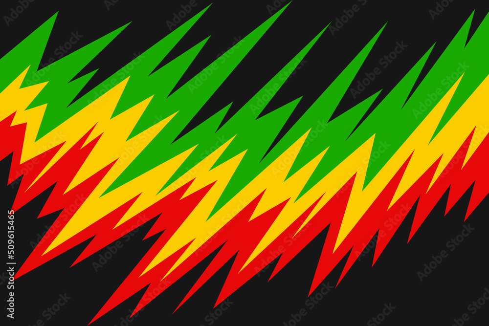 Poster abstract background with spikes pattern and with jamaican color theme