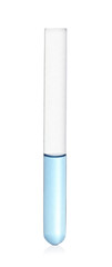Test tube with light blue liquid isolated on white