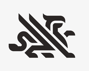 Winged griffin modern logo. Heraldic gryphon emblem design editable for your business. Vector illustration.