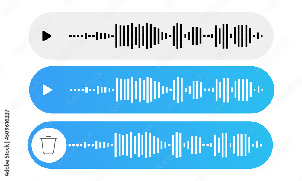 Poster voice message set interface interface blue color vector graphic eps10