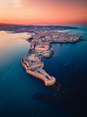 Aerial view over the Island of Ortigia in Syracuse, Sicily, Italy - obrazy, fototapety, plakaty