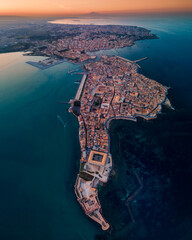 Aerial view over the Island of Ortigia in Syracuse, Sicily, Italy - obrazy, fototapety, plakaty