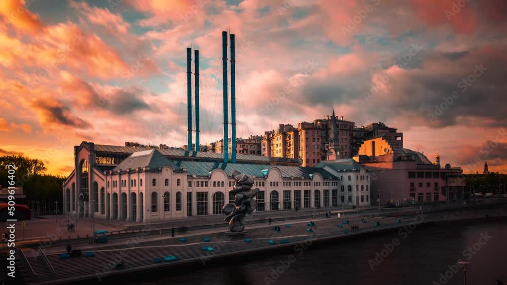 Wall mural time lapse in center of moscow at sunset