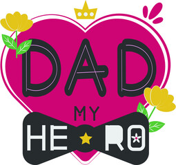 Happy Father's Day Card Heart Flat Icon Vector Symbol Sticker Illustration Design
