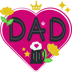 Happy Father's Day Card Heart Flat Icon Vector Symbol Sticker Illustration Design
