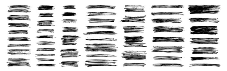 Grunge pencil strokes set. Simple grunge pen lines. Paint strokes. Chalk pencil scrawl collection. Grunge overlays set.