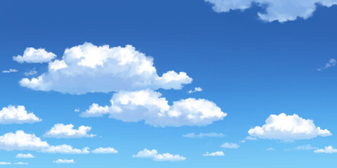 Obraz na płótnie Canvas Clouds in a Clear Sky 03, Anime background, 2D Illustration. 