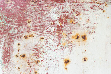 Grunge red brown rust on white metallic sheet textured background