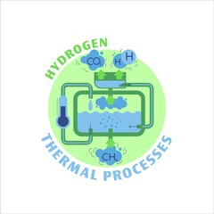 Hydrogen thermal processes icon. Editable vector illustration