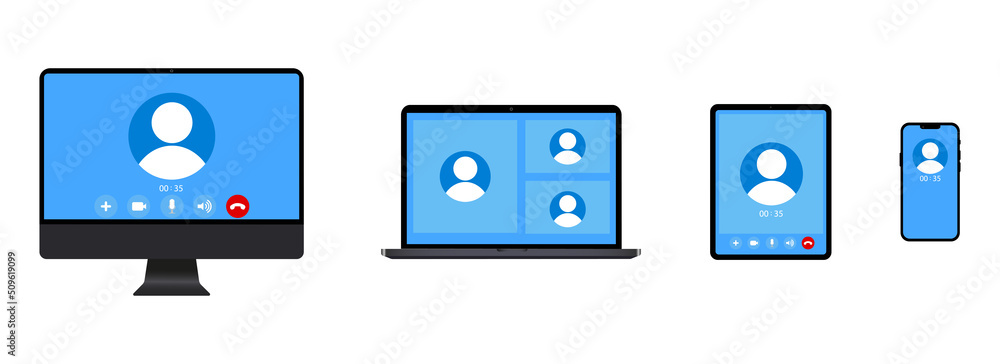 Poster video call layout on different devices eps10