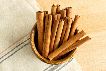 cinnamon sticks in the bowl