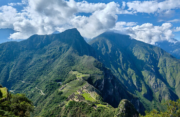 Machu Picchu in the Andes. Mountain landscape in Peru.