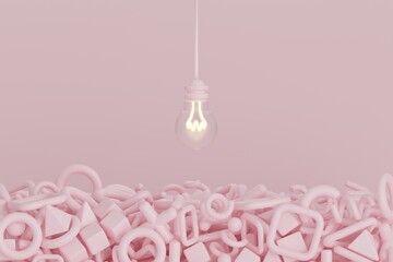 light bulb business concept.minimal abstract style.3d render illustration