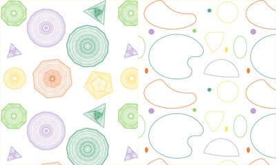 seamless Trendy colorful pattern set with geometric shapes. Vector illustration