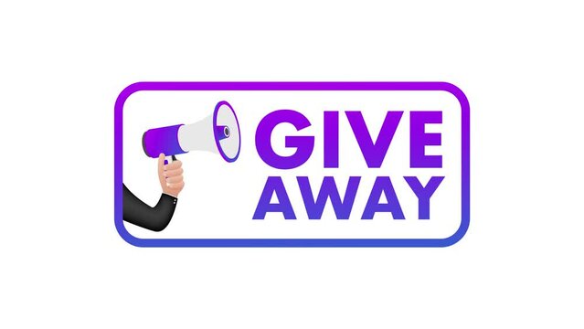 Modern flat style template with giveaway megaphone for banner design. Social media like icon concept. Motion graphics . 4k