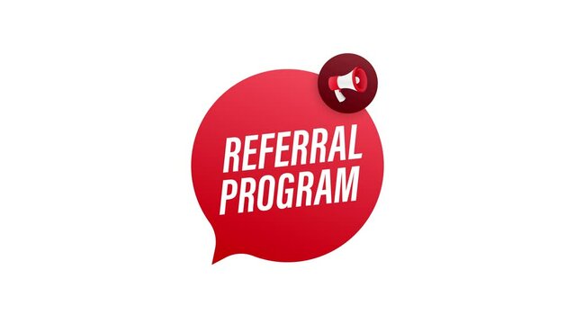 Megaphone label with referral program. Megaphone banner. Web design. Motion graphics . 4k