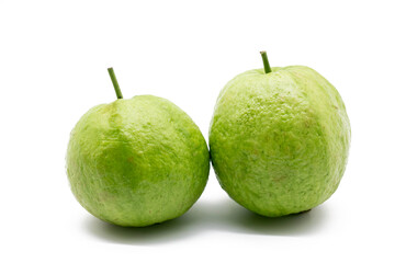 whole green Guava isolated on the white background