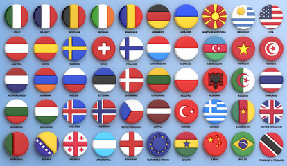 Button flags of the world