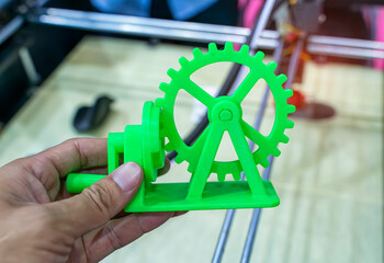 hand with Object printed on 3d printer close-up