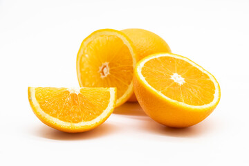 fresh orange fruit slices isolated on white background