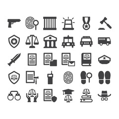law and justice icons set sign symbol