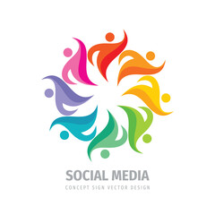 Social media - vector logo template concept illustration. Human character. People sign. Abstract symbol. Teamwork icon. Design element.