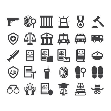 law and justice icons set sign symbol