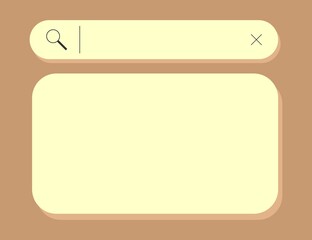 Search here. Search bar for ui. Search bar vector icons in flat design, isolated beige . Vector illustration