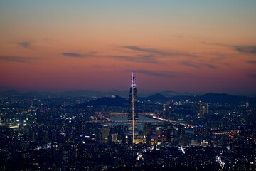 Obraz premium 남한산성, 롯데월드타워 Lotte World tower, Republic of Korea 