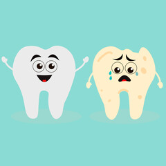 Teeth. Dental happy and sad characters