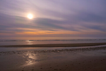 Looking out over the Dutch North Sea at a beautiful sunset