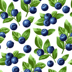 Pattern of blueberries on a white background