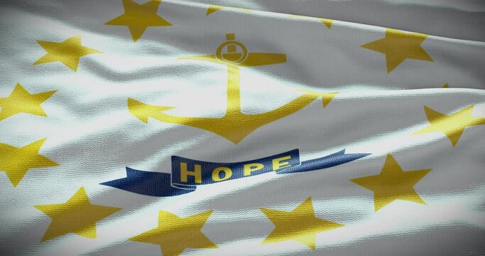 Rhode Island state flag waving background. 4K backdrop