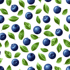 Blueberry vector seamless pattern. Natural fresh ripe tasty blueberries on white. Seamless background. Vector illustration, eps. For backgrounds, packaging, textile and various other designs.
