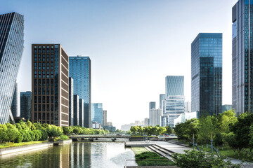 Fototapeta modern business city buildings at daytime obraz