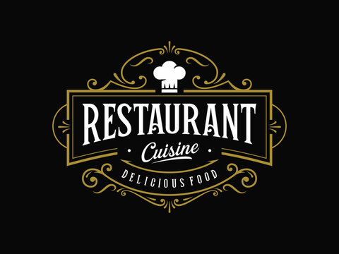 Restaurant kitchen vintage ornate luxury logo design