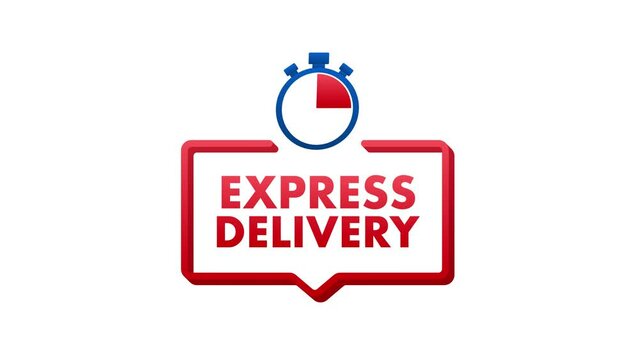 Express delivery service. Fast time delivery order with stopwatch. Motion graphics 4k