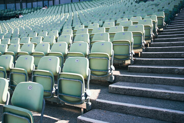 Empty Plastic Chairs at the Stadium