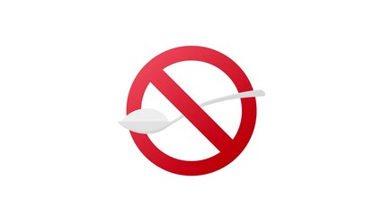 No Sugar free Motion graphics icon. Spoon with sugar is forbidden. Motion graphics 4k