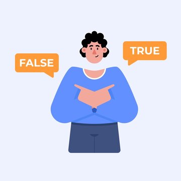 Man choose option between flase and true