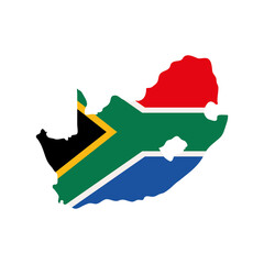 map and flag of south africa