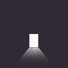 Vector abstract dark room with corridor gradient light shine, negative space background. Flat icon design. Minimal architecture concept.