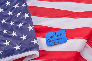 Seventeen september constitution day and flag the United States. Banner with stripes and stars.