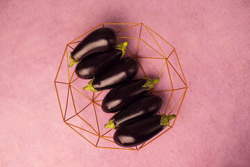 Eggplants inan iron bowl