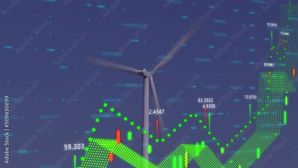 Poster animation of data processing over wind turbine