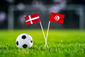 Denmark vs. Tunisia, Education City,, Football match wallpaper, Handmade national flags and soccer...
