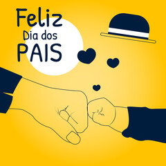 Dia dos pais card fathers day card with love and cute hand illustration