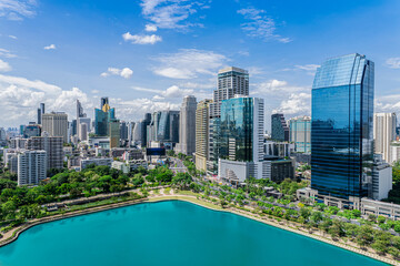 View of aeriel. The City of bangkok of center in Thailand, Asia - obrazy, fototapety, plakaty