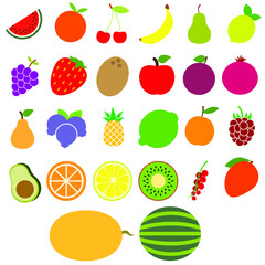 Fruit vector icon set. vitamins. veganism illustration sign collection. farm symbol or logo.