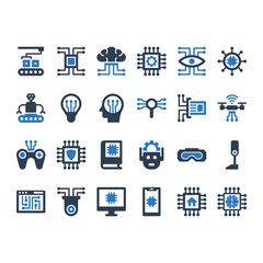 Artificial Intelligence Icon Set Sign Symbol